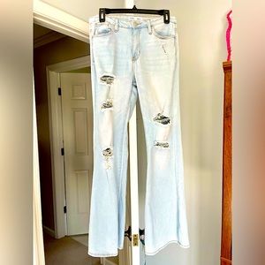 Almost Famous ripped flare jeans, size 9.